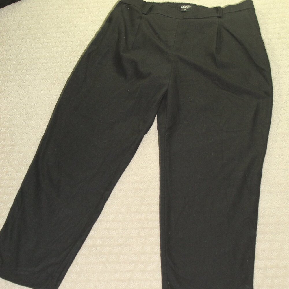 LOFT Black Pull On Pant Size Large Elastic Waist Pockets Stretch  Dress Casual